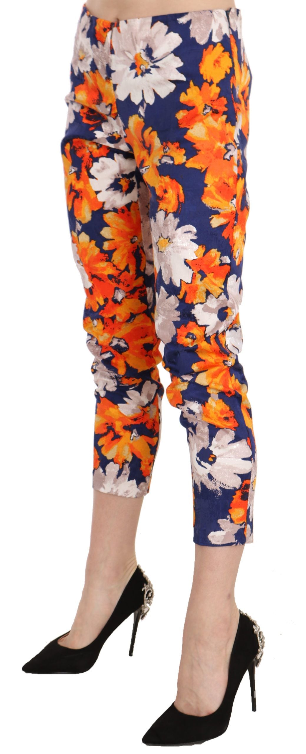  - Floral Print Skinny Mid-Waist Pants