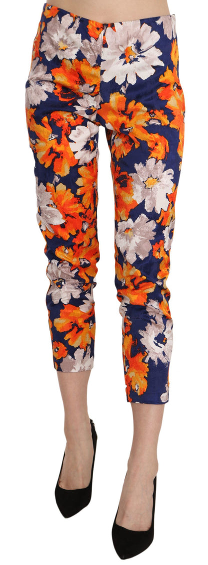  - Floral Print Skinny Mid-Waist Pants