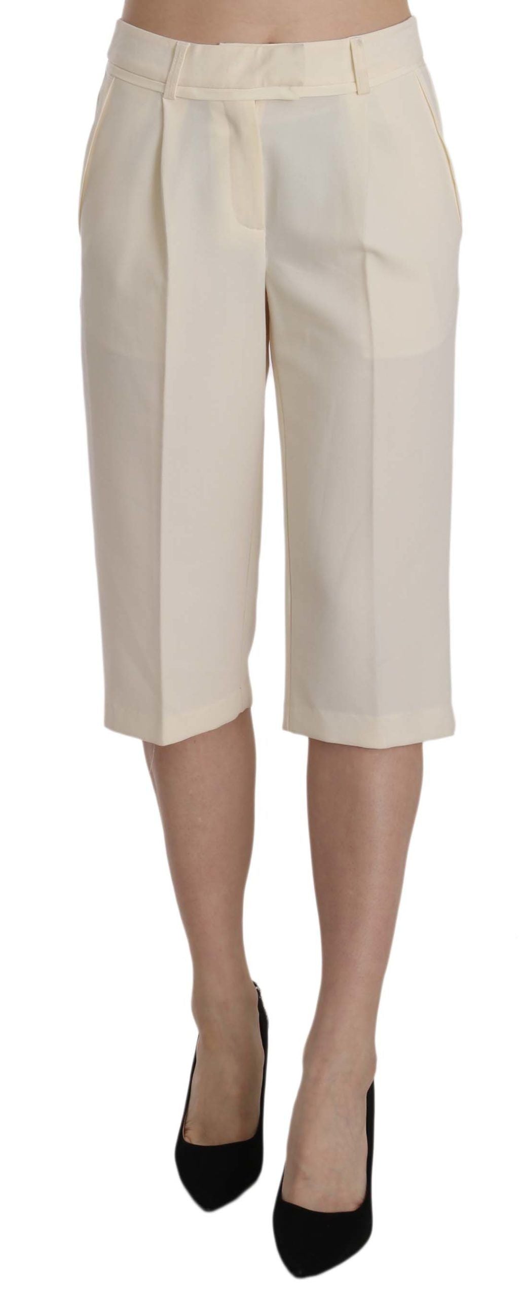  - Elegant Straight Cropped Pants in Cream