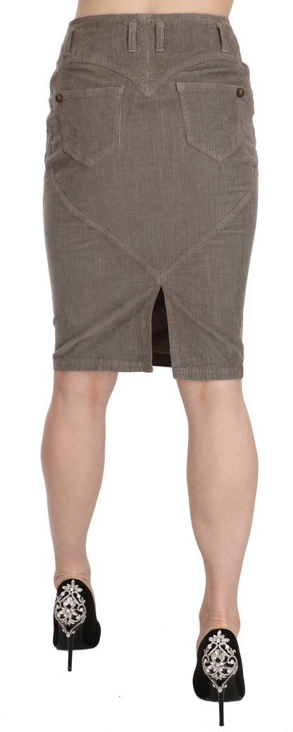  - Chic Gray Pencil Skirt with Logo Details