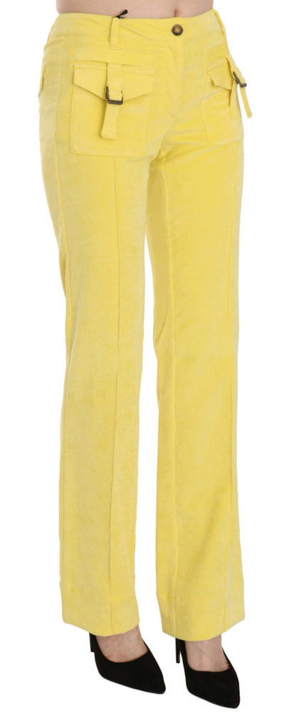  - Chic Yellow Corduroy Mid Waist Pants