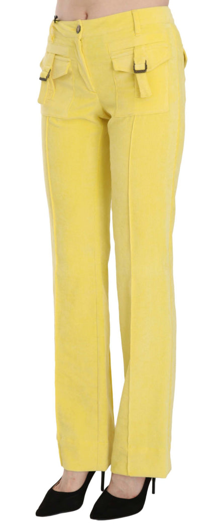  - Chic Yellow Corduroy Mid Waist Pants