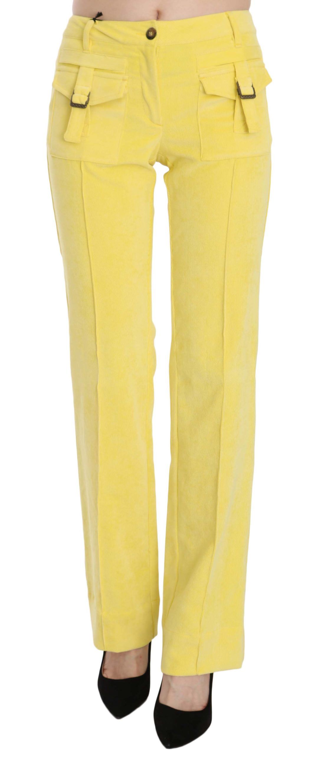  - Chic Yellow Corduroy Mid Waist Pants