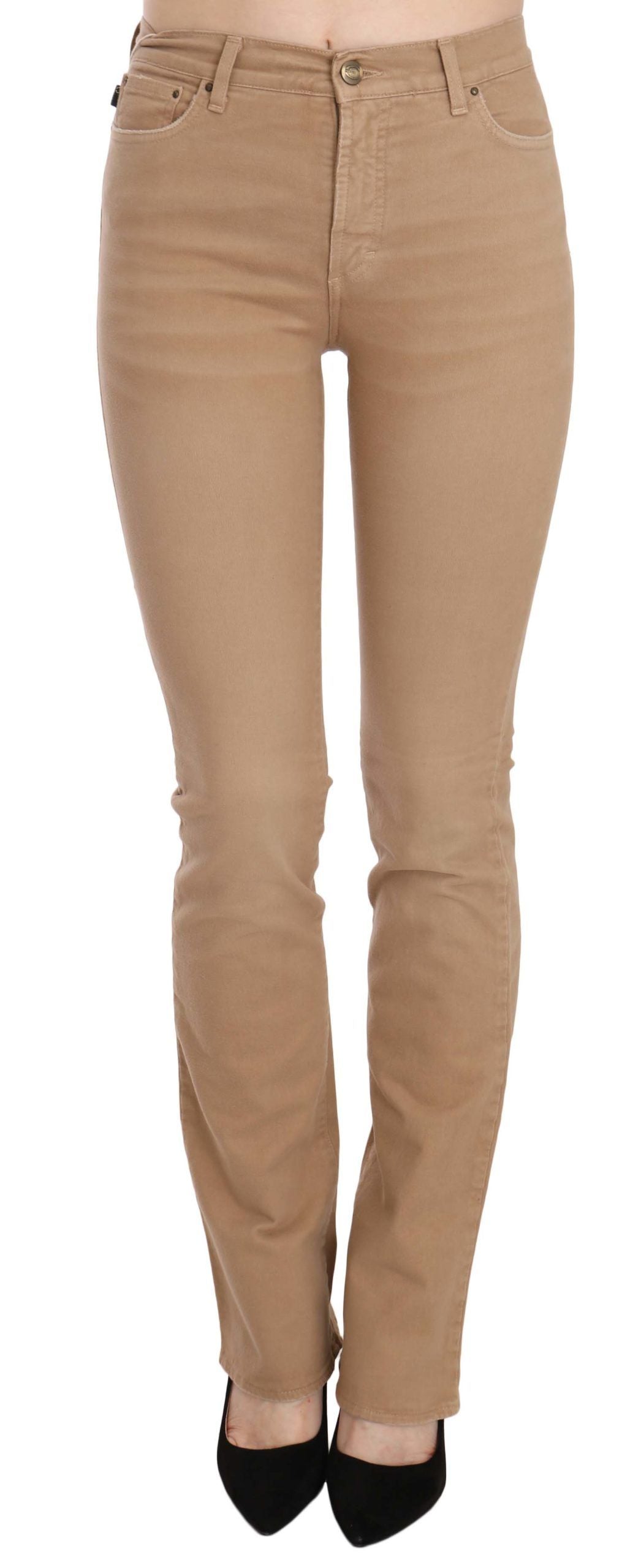  - Chic Brown Mid Waist Skinny Trousers