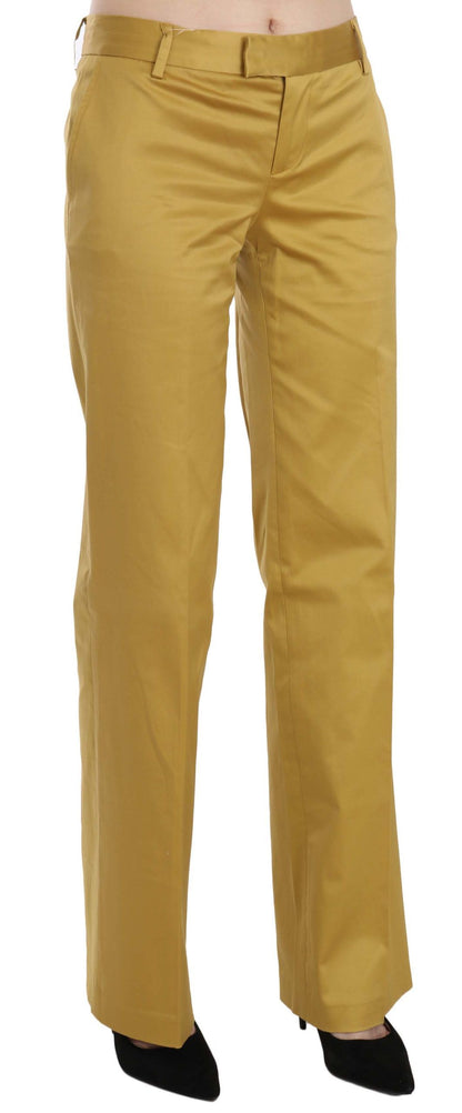  - Mustard Mid Waist Tailored Cotton Pants