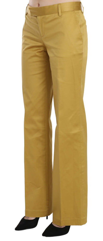  - Mustard Mid Waist Tailored Cotton Pants