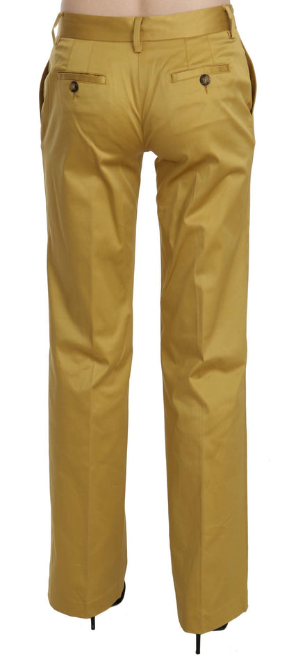  - Mustard Mid Waist Tailored Cotton Pants