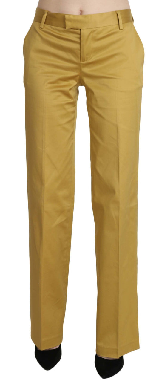  - Mustard Mid Waist Tailored Cotton Pants