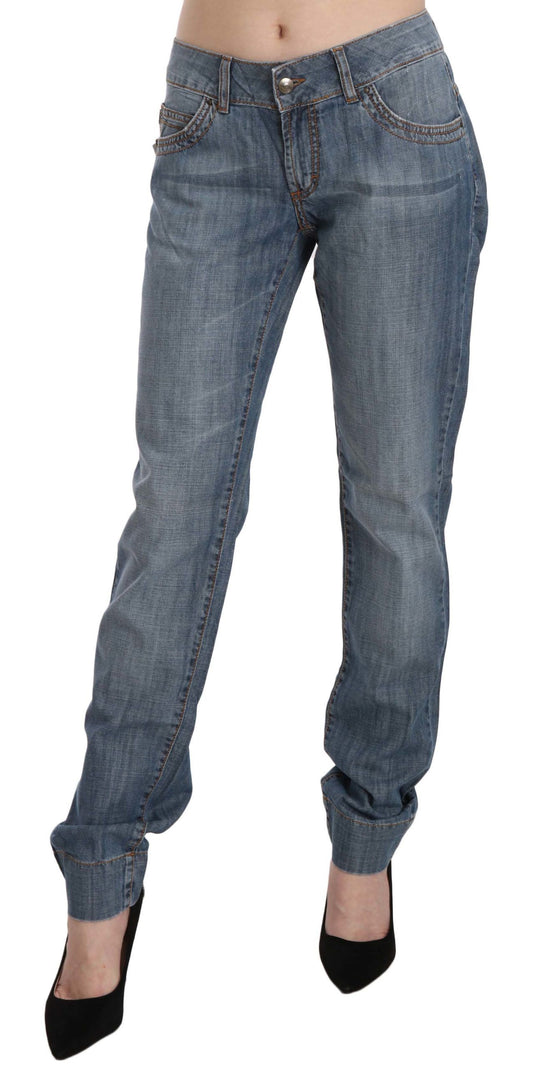  - Chic Blue Washed Slim Fit Denim Jeans