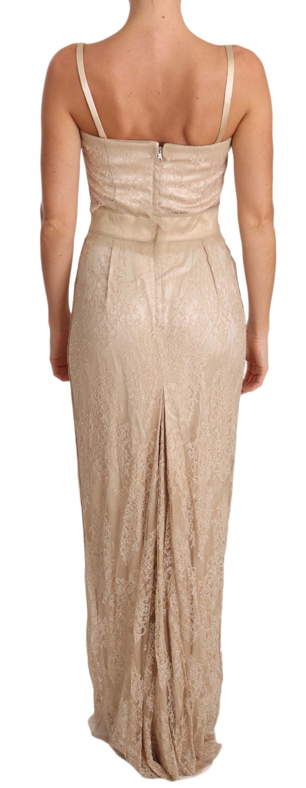  - Elegant Beige Sheath Floor-Length Dress