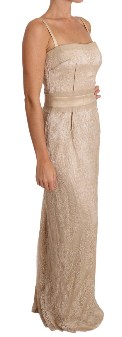  - Elegant Beige Sheath Floor-Length Dress