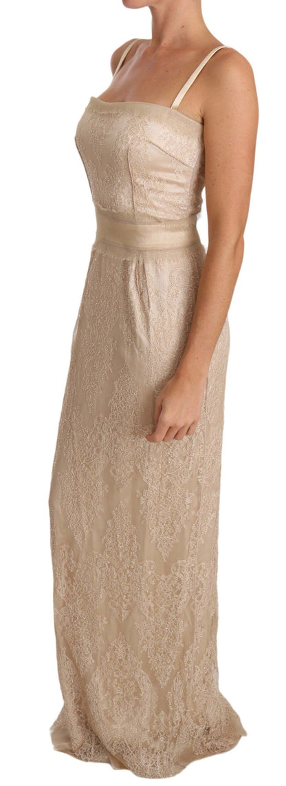  - Elegant Beige Sheath Floor-Length Dress