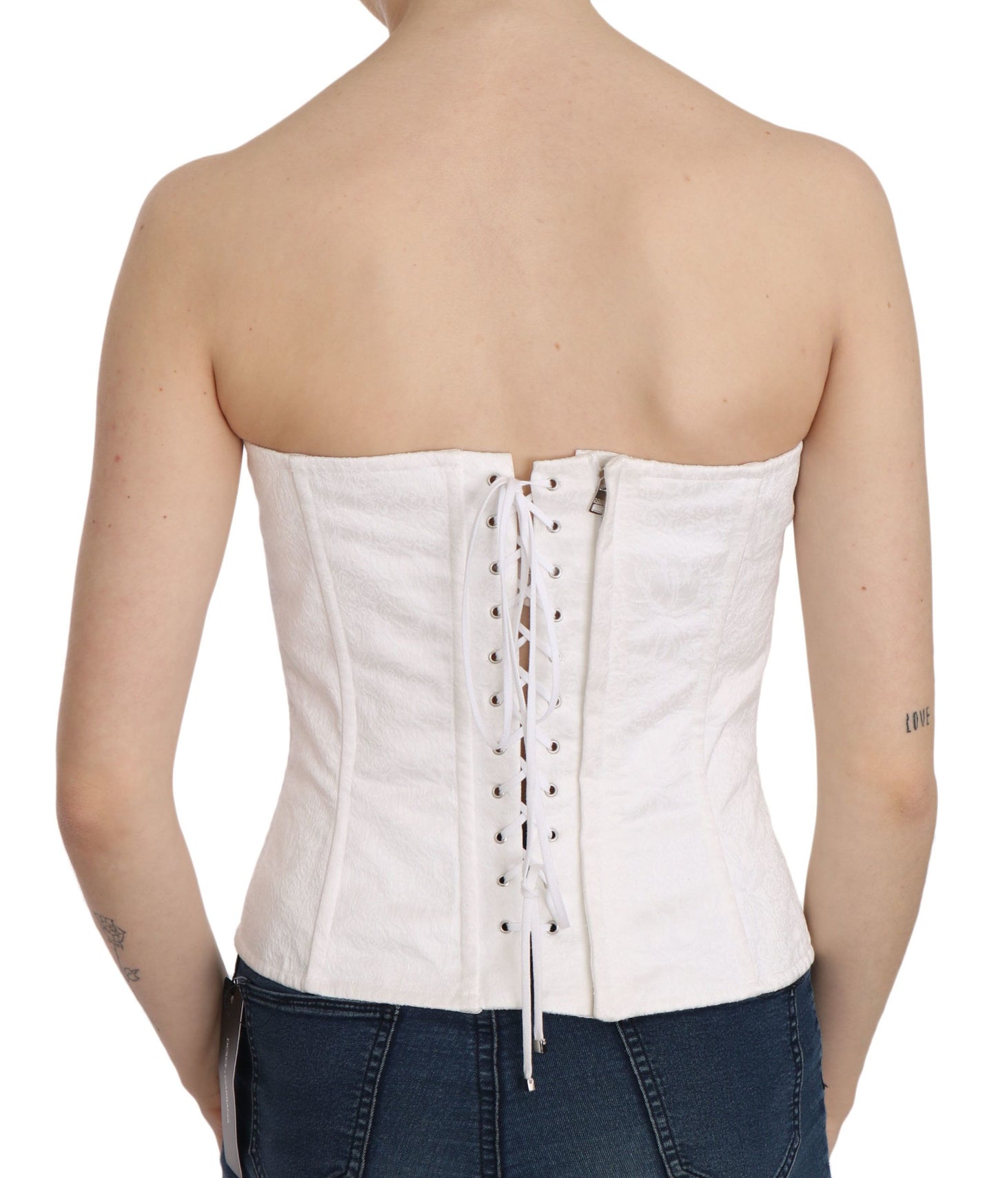  - Elegant White Strapless Corset Top