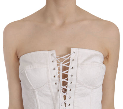  - Elegant White Strapless Corset Top