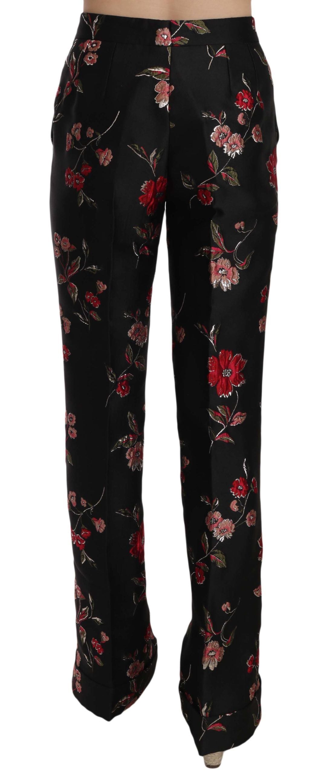  - Elegant Floral Print Boot Cut Trousers