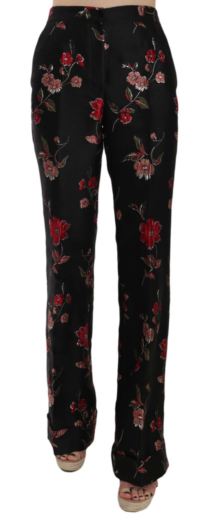  - Elegant Floral Print Boot Cut Trousers