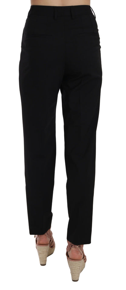  - Elegant Pleated Tapered Black Trousers