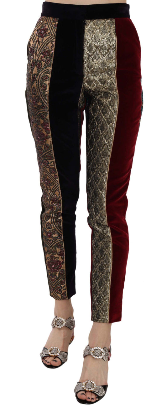 - Elegant Multicolor Jacquard Cropped Pants