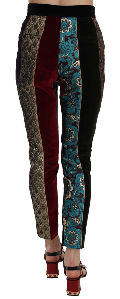 - Elegant Multicolor Jacquard Cropped Pants
