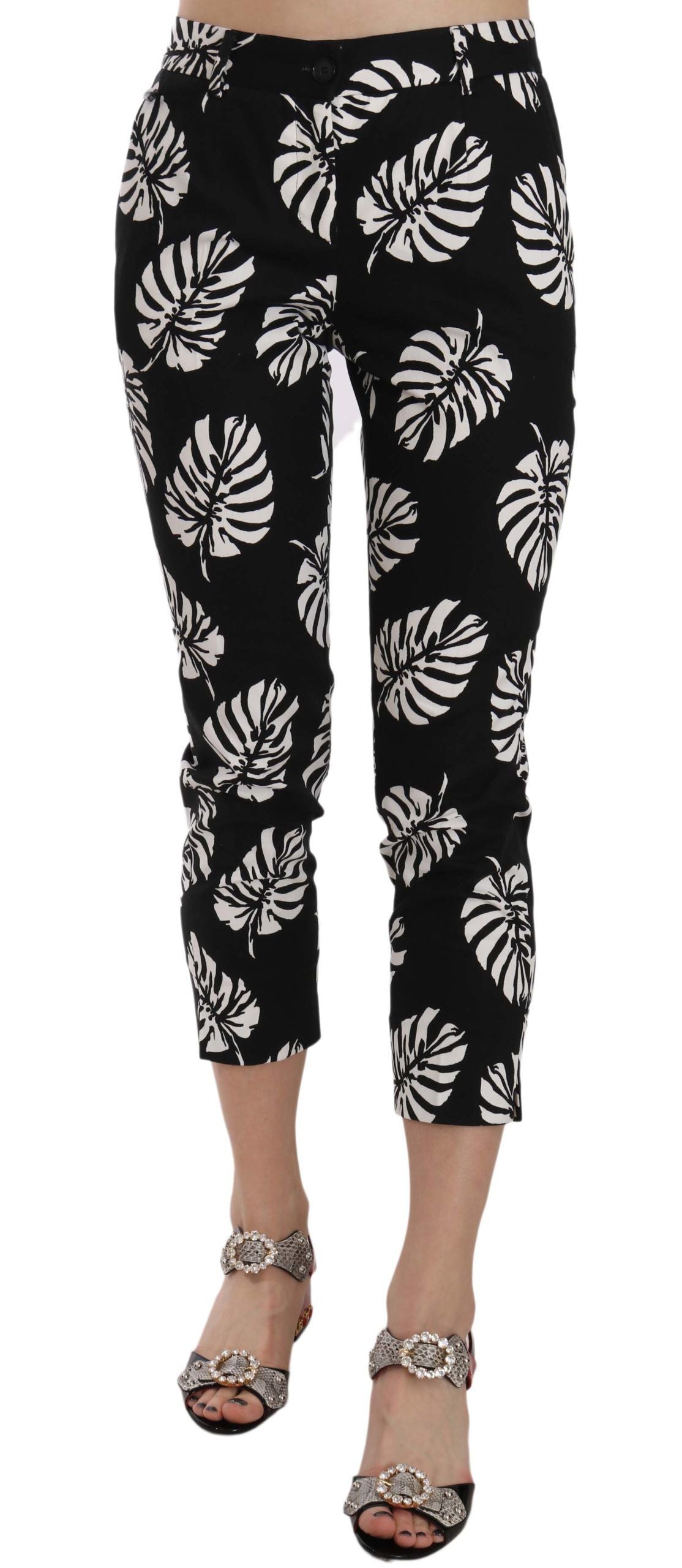  - Elegant Skinny Capri With Palm Print