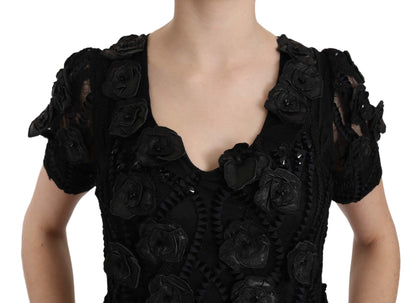  - Elegant Black Sheath Silk Dress