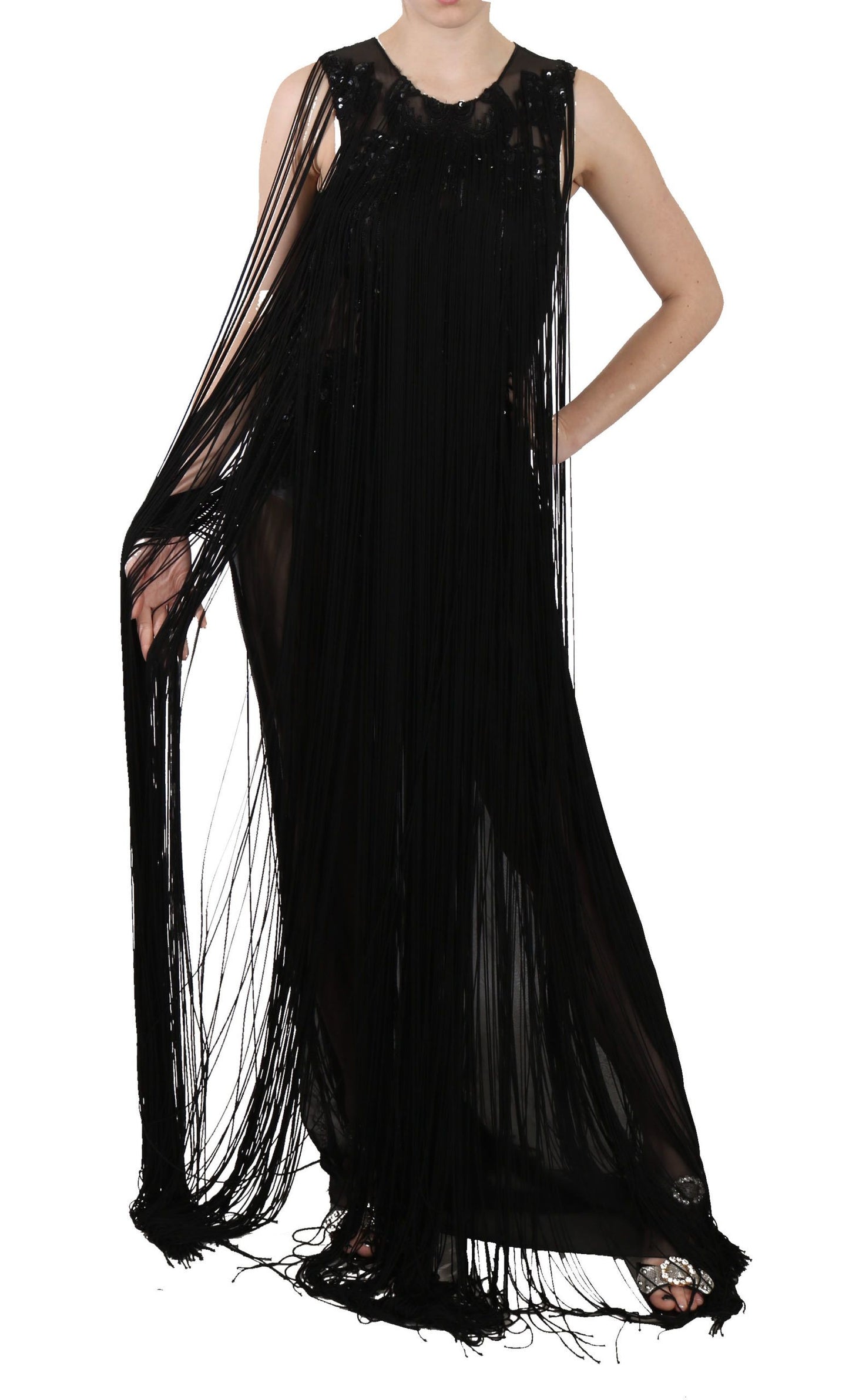  - Sheer Sequined Maxi Elegance Dress