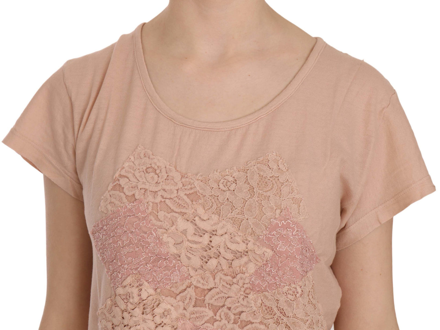  - Elegant Cream Lace Round Neck Blouse