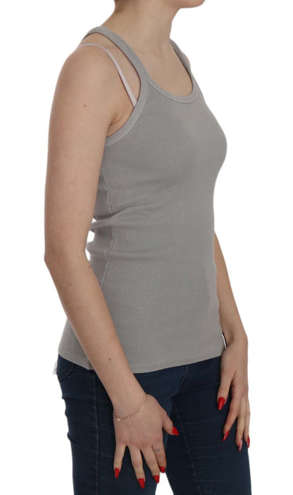  - Elegant Sleeveless Grey Cotton Blouse