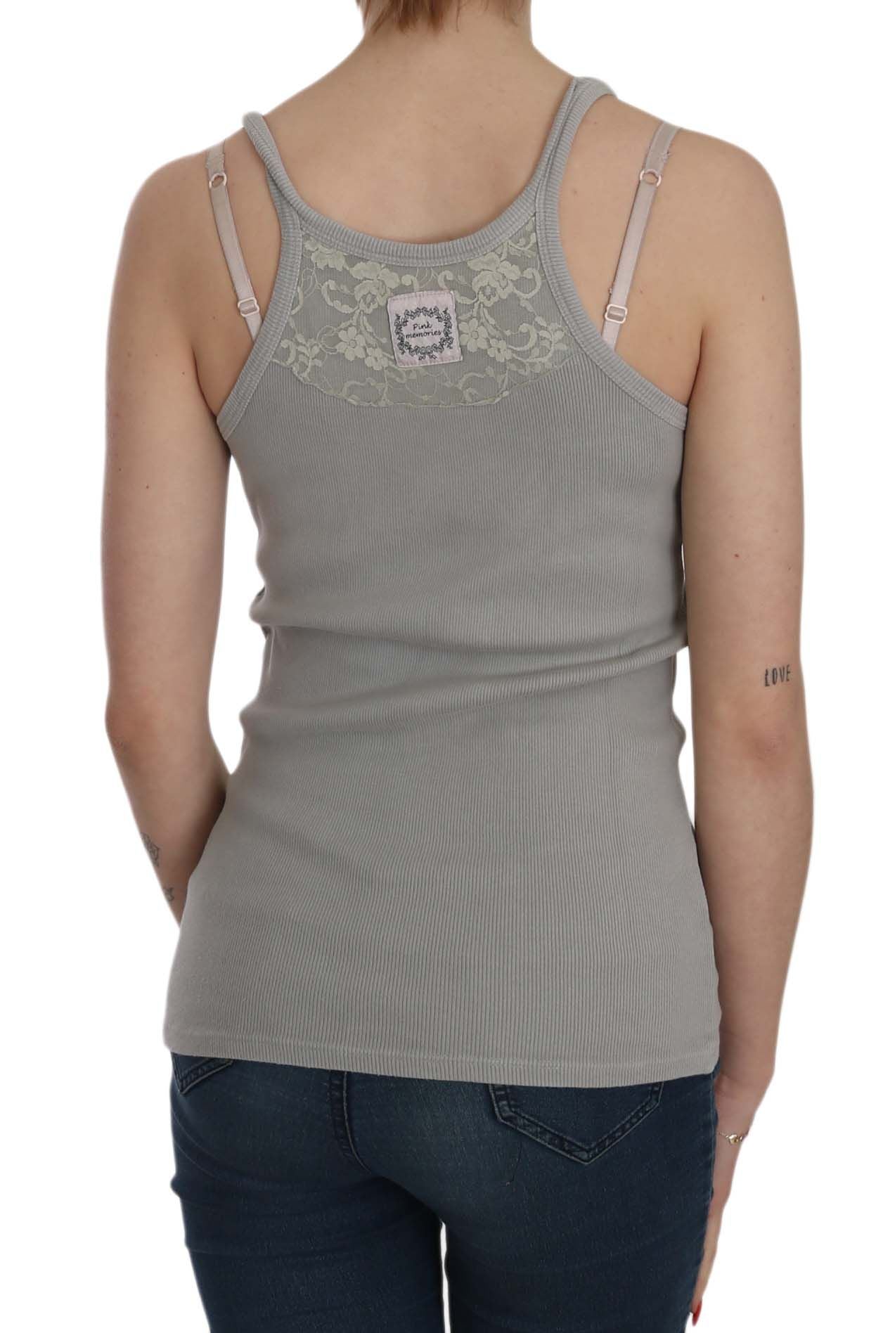  - Elegant Sleeveless Grey Cotton Blouse