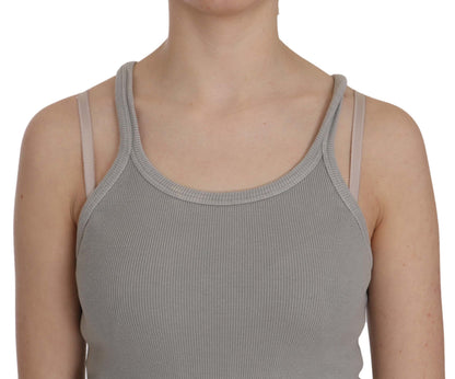  - Elegant Sleeveless Grey Cotton Blouse