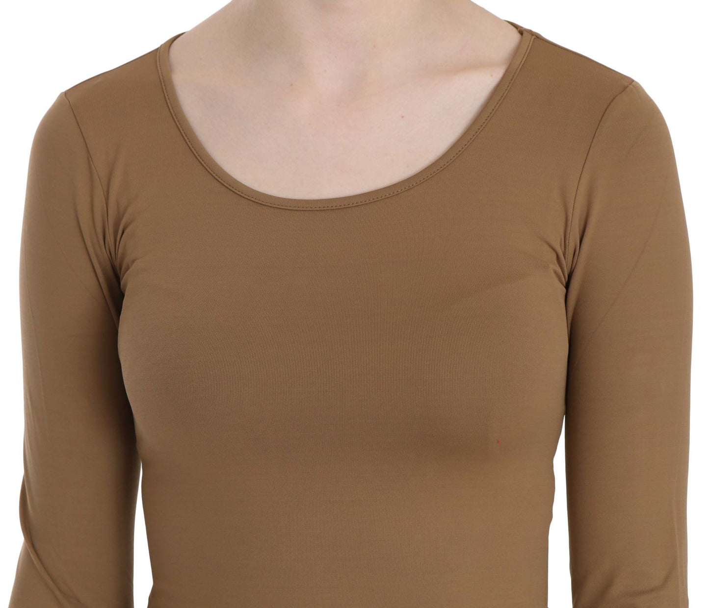  - Elegant Brown Fitted Blouse for Sophisticated Evenings