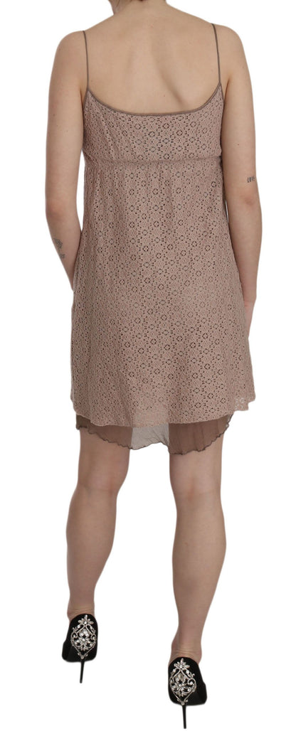  - Beige A-Line Spaghetti Strap Mini Dress