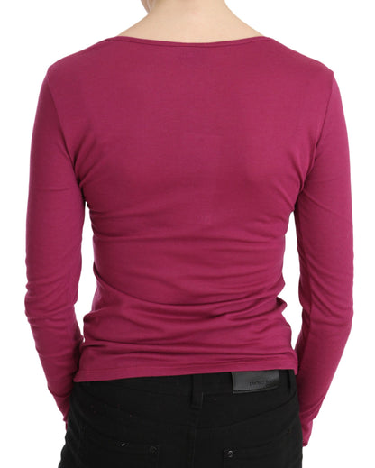  - Elegant Pink Crystal Embellished Long Sleeve Top