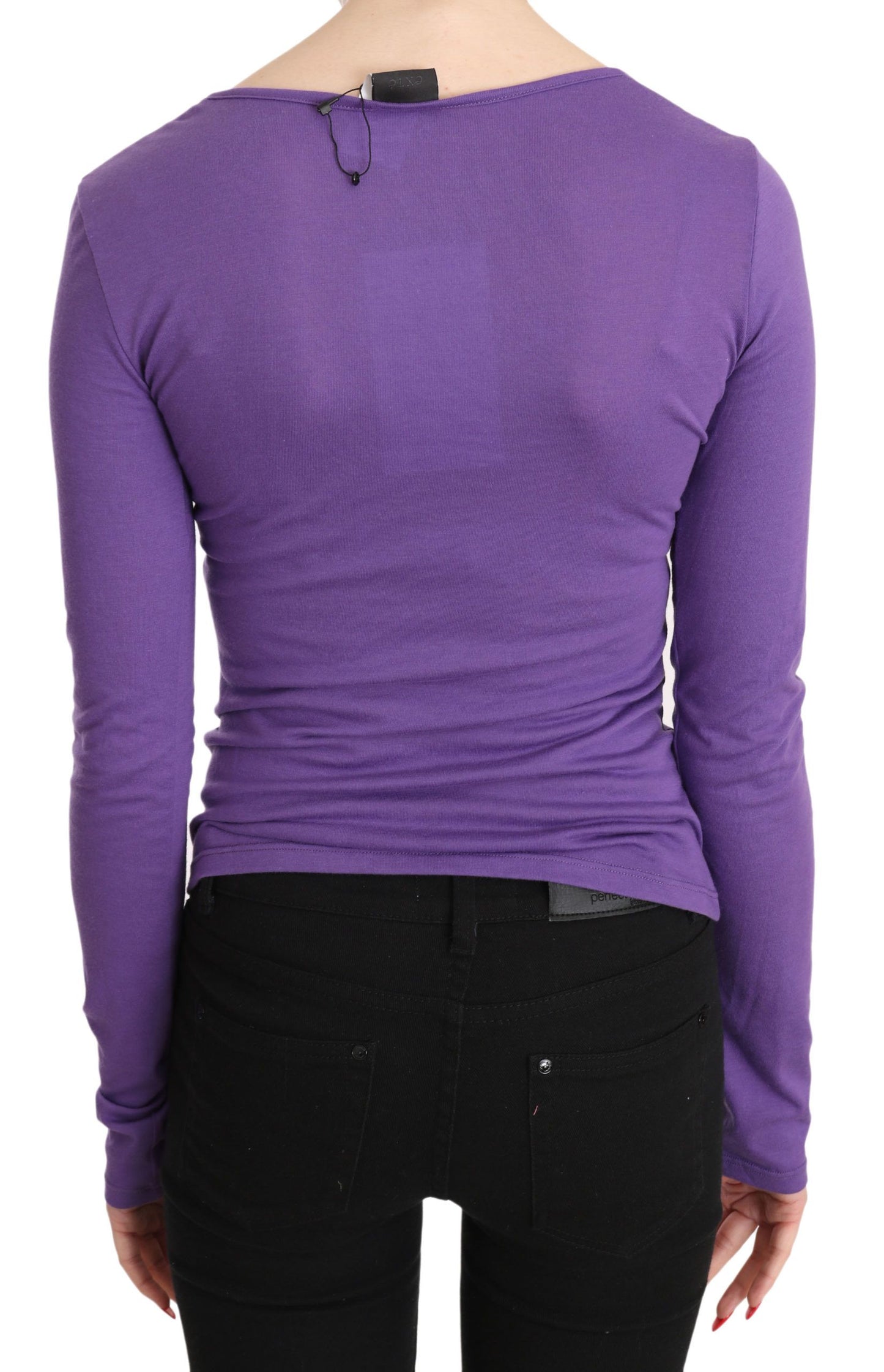  - Elegant Purple Crystal Embellished Long Sleeve Top