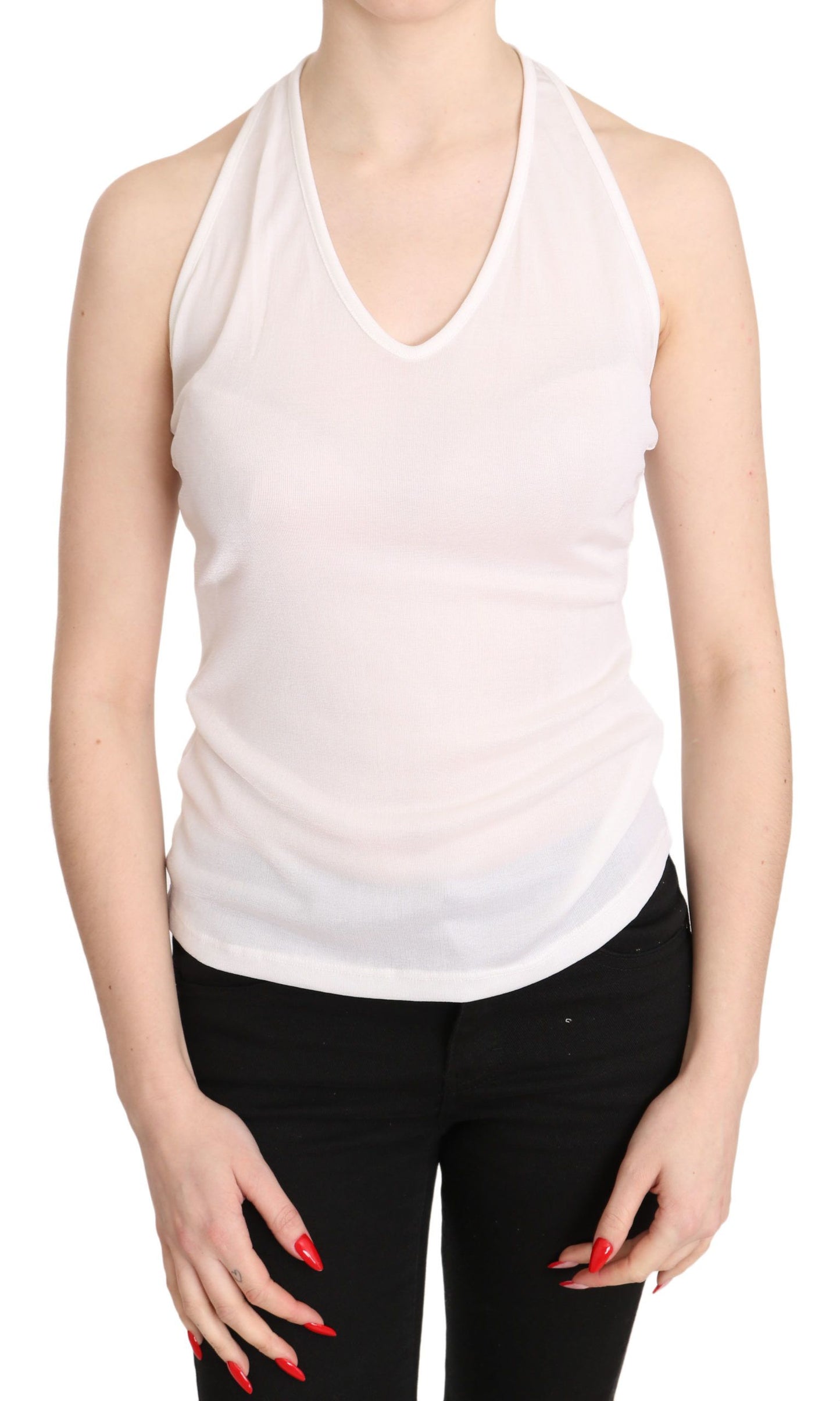  - Elegant White Halter Casual Tank Top