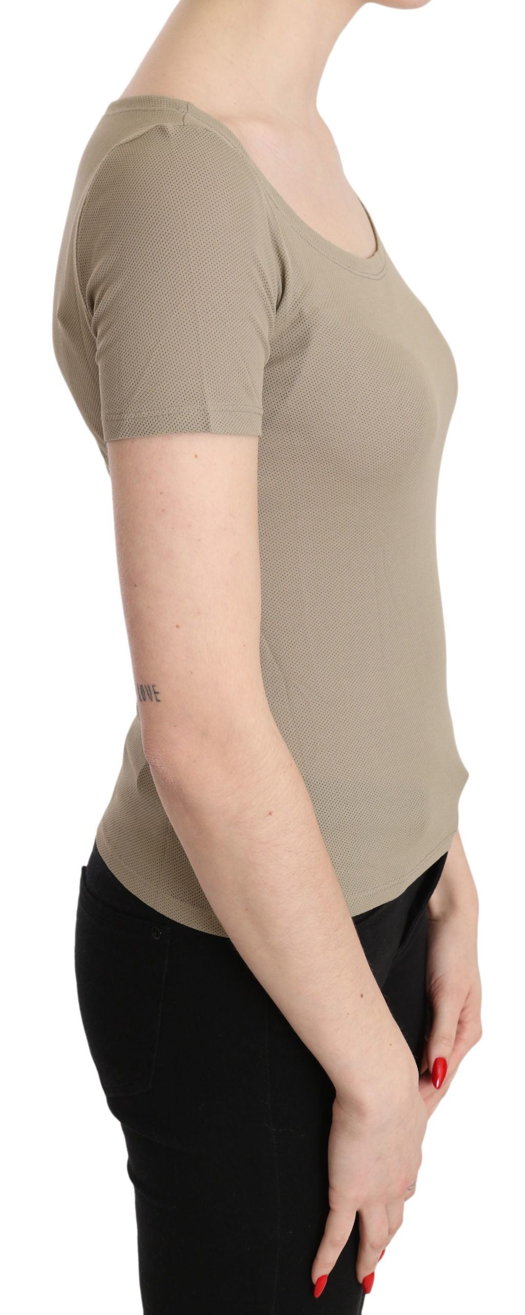  - Chic Gray Nylon Tank Top with Designer Flair