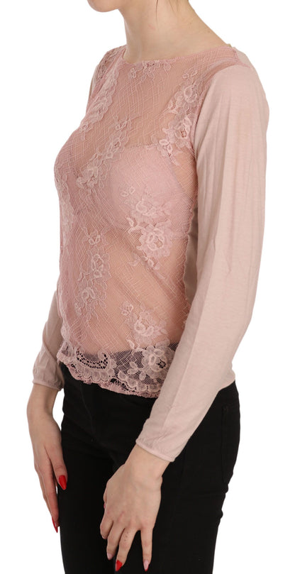  - Chic Pink See-Through Cotton Blouse