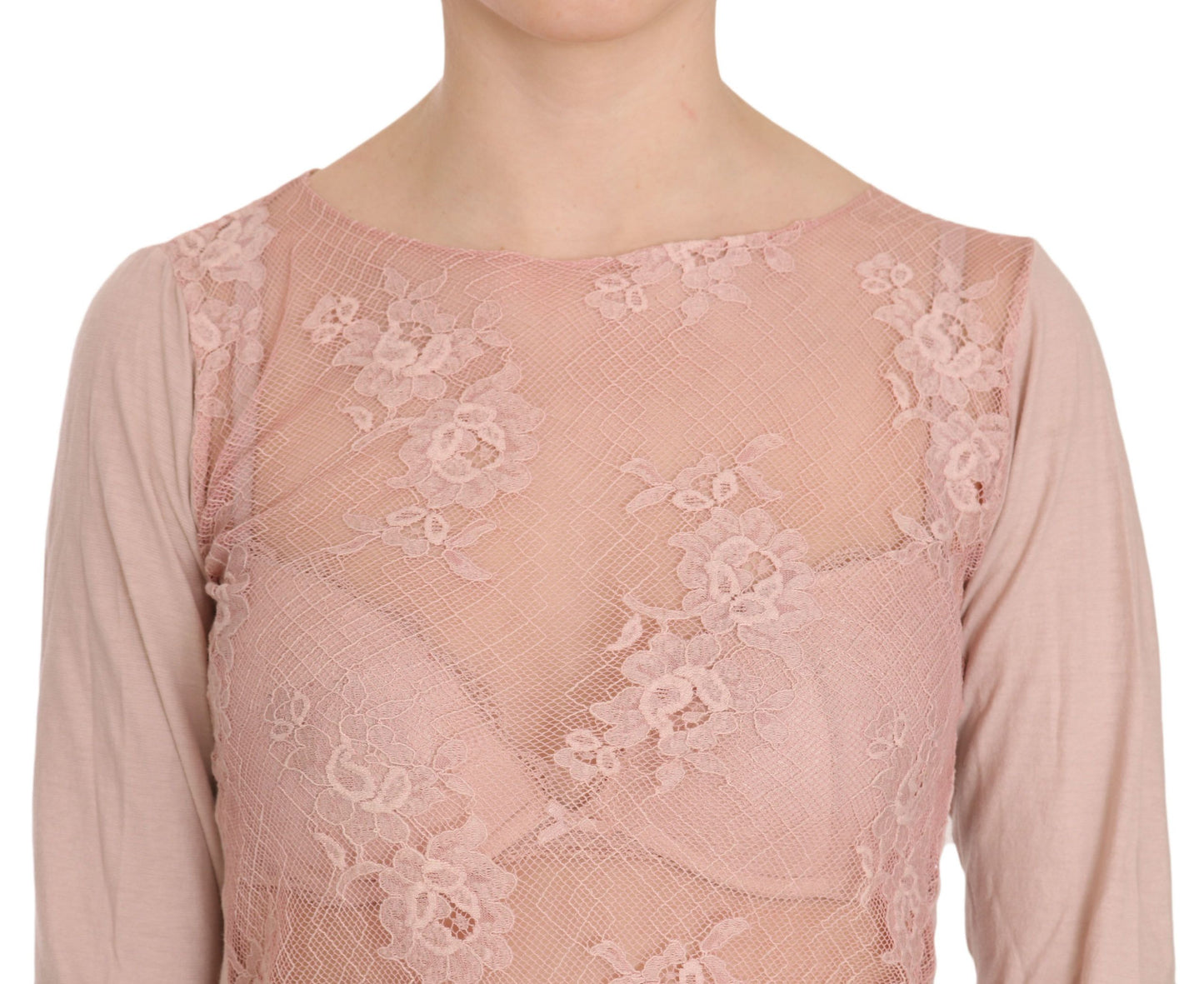  - Chic Pink See-Through Cotton Blouse