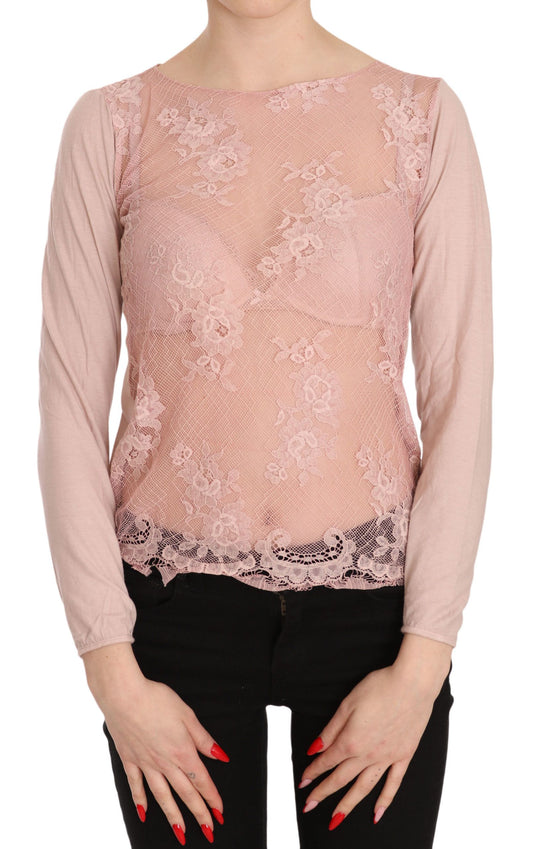  - Chic Pink See-Through Cotton Blouse