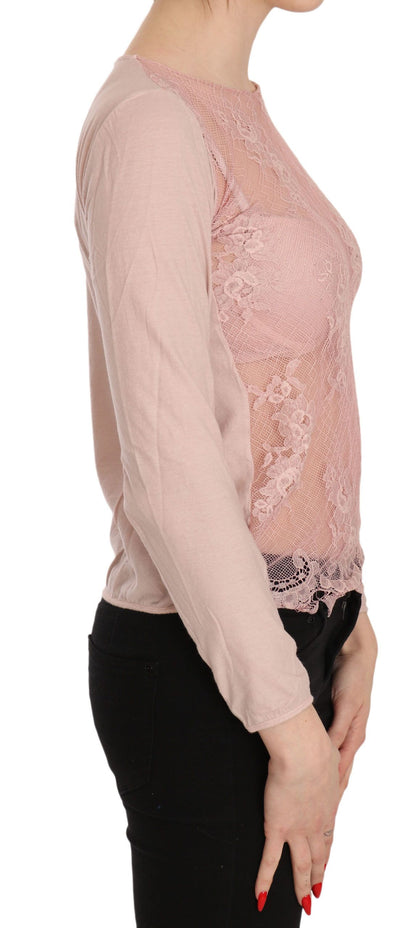  - Chic Pink See-Through Cotton Blouse