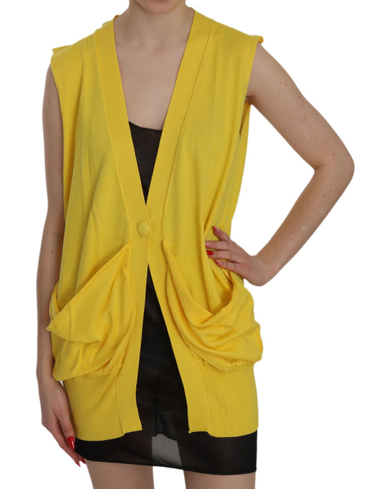  - Elegant Yellow Sleeveless Cotton Vest