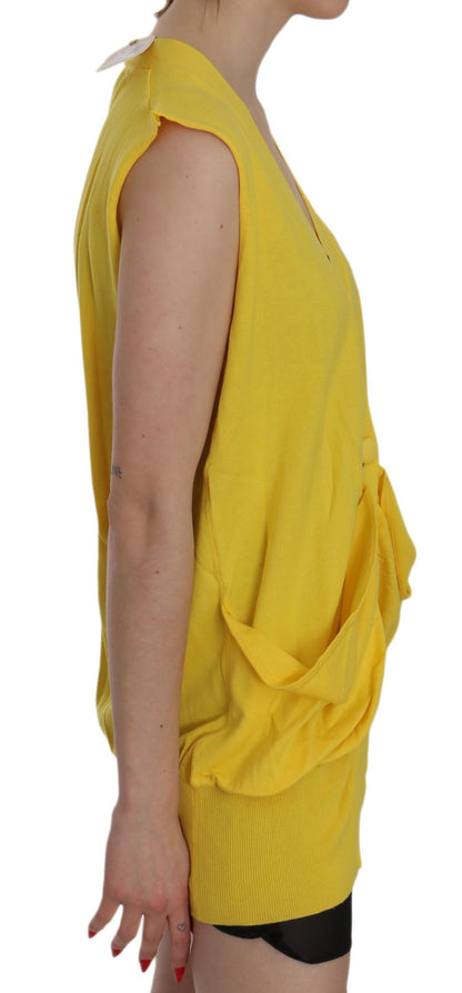  - Elegant Yellow Sleeveless Cotton Vest