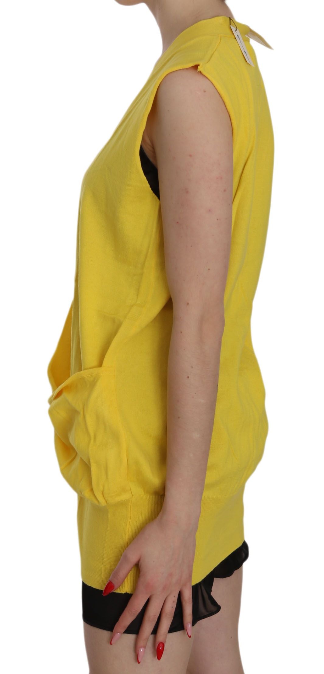  - Elegant Yellow Sleeveless Cotton Vest