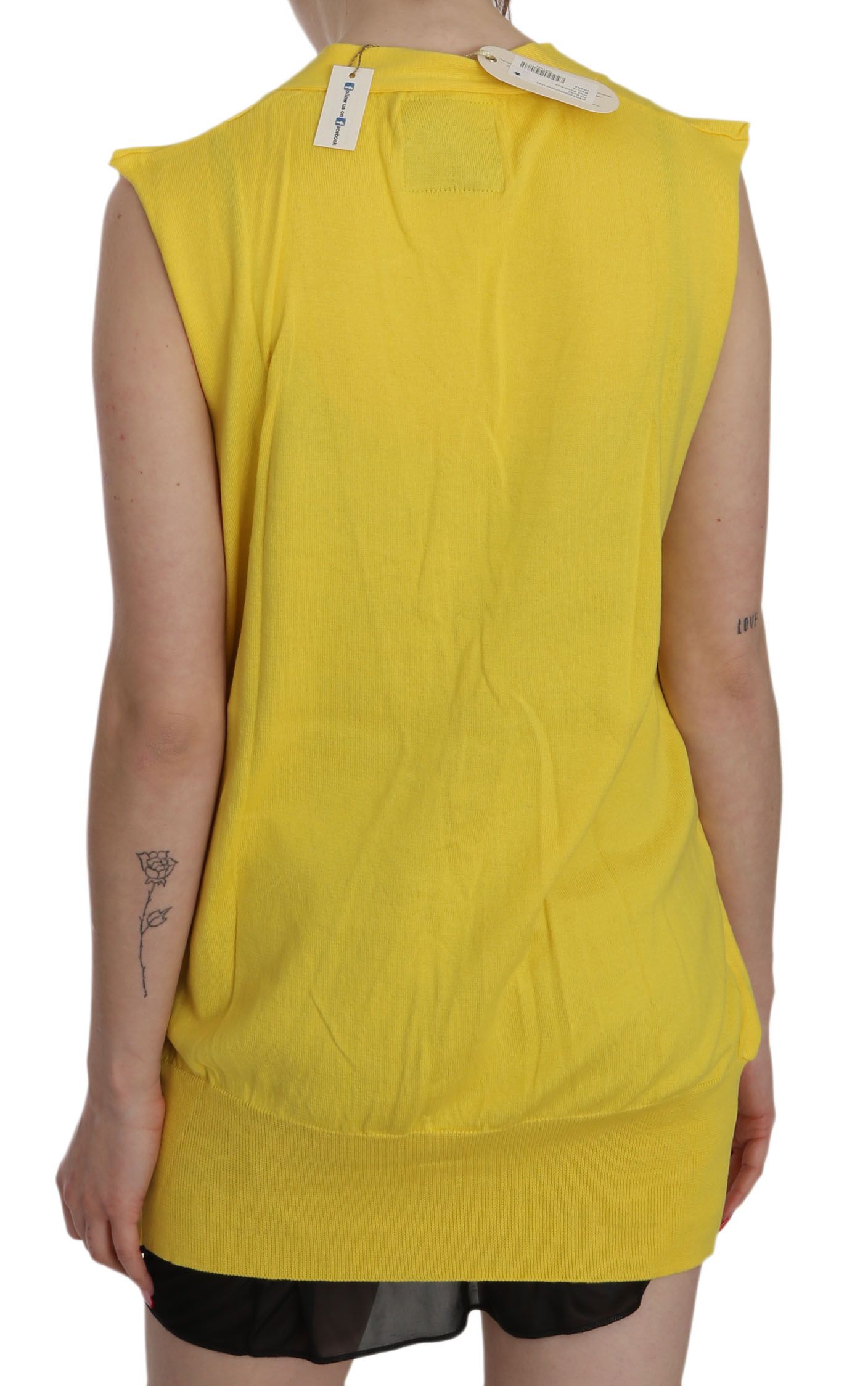  - Elegant Yellow Sleeveless Cotton Vest