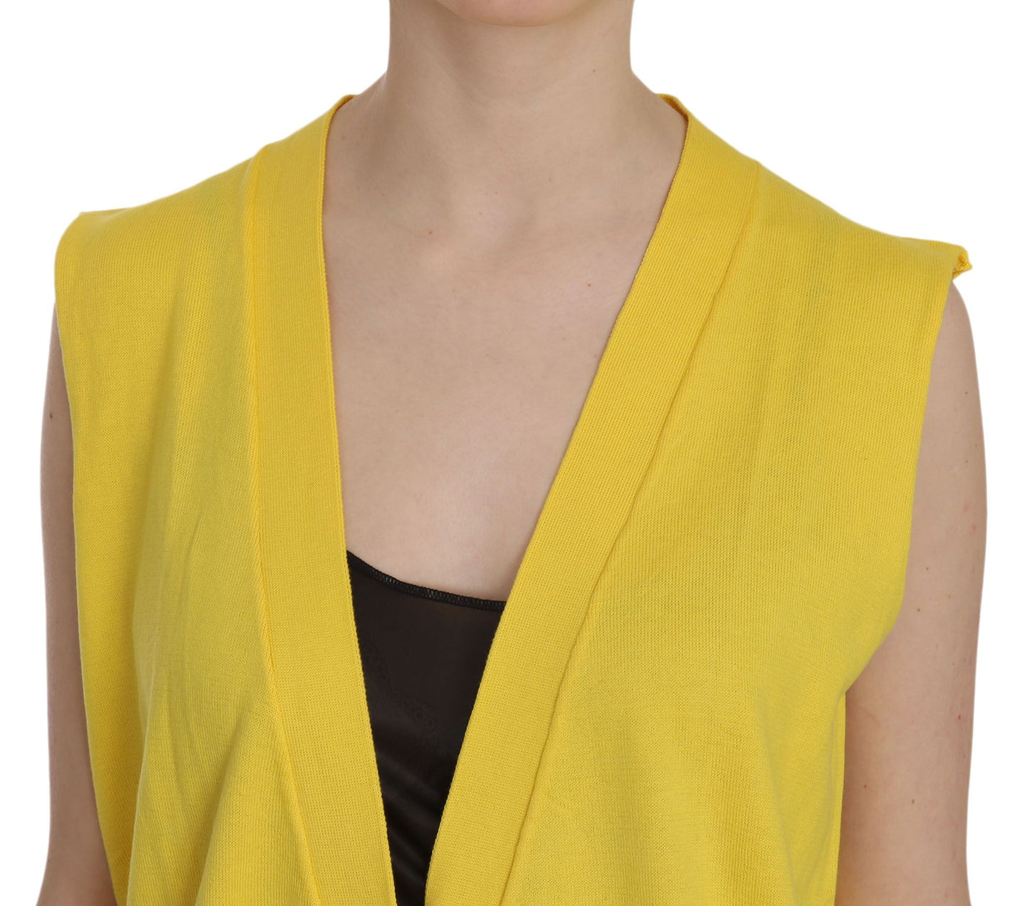  - Elegant Yellow Sleeveless Cotton Vest