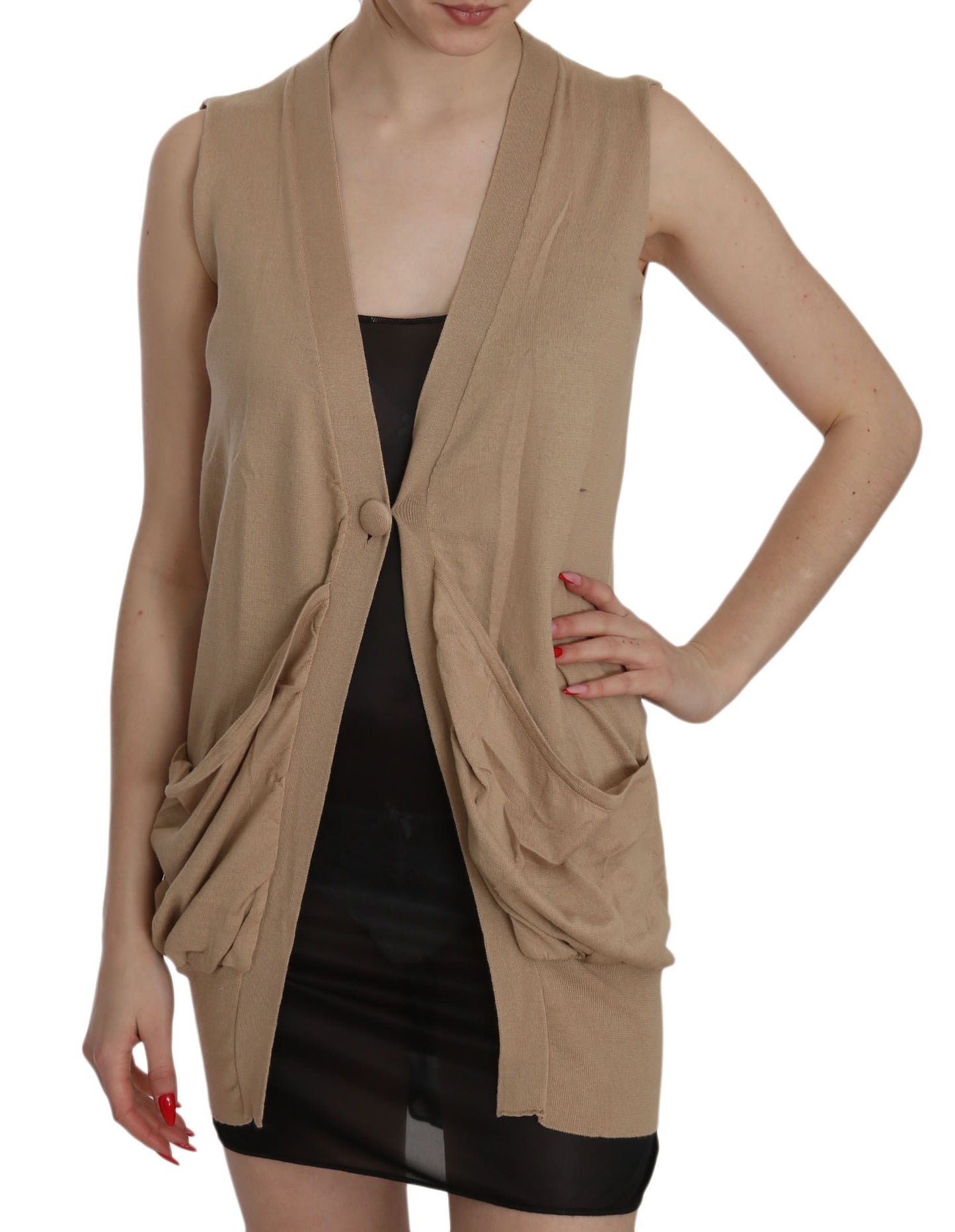  - Elegant Sleeveless Cotton Cardigan Top