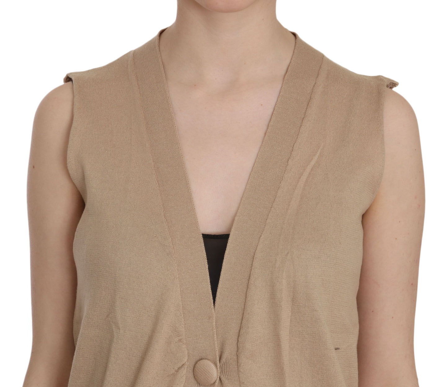  - Elegant Sleeveless Cotton Cardigan Top