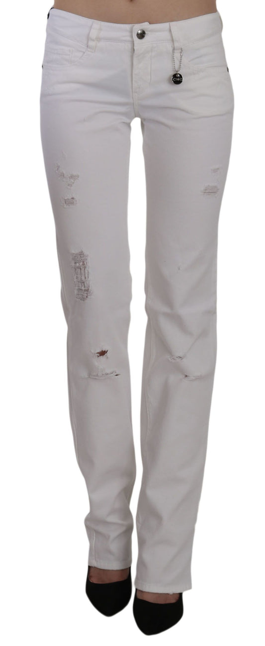  - White Slim Fit Cotton Jeans