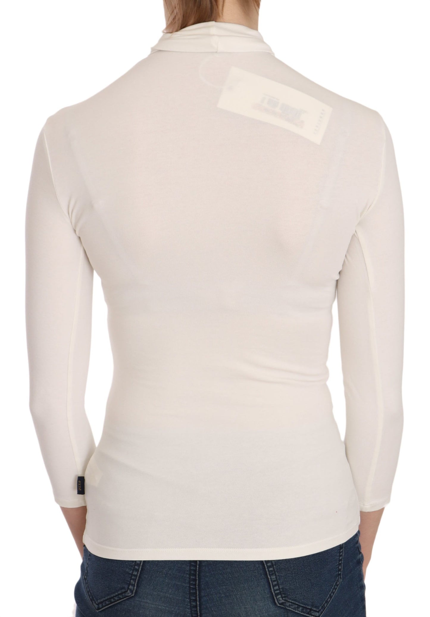  - Elegant White Long Sleeve Crew Neck Top