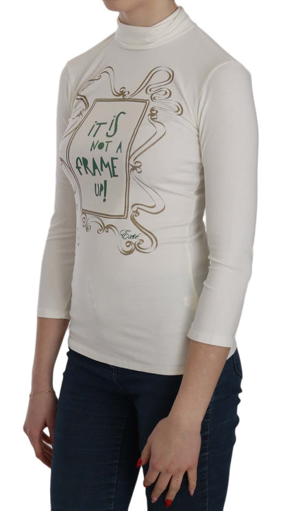  - Chic White Printed Turtle Neck Blouse